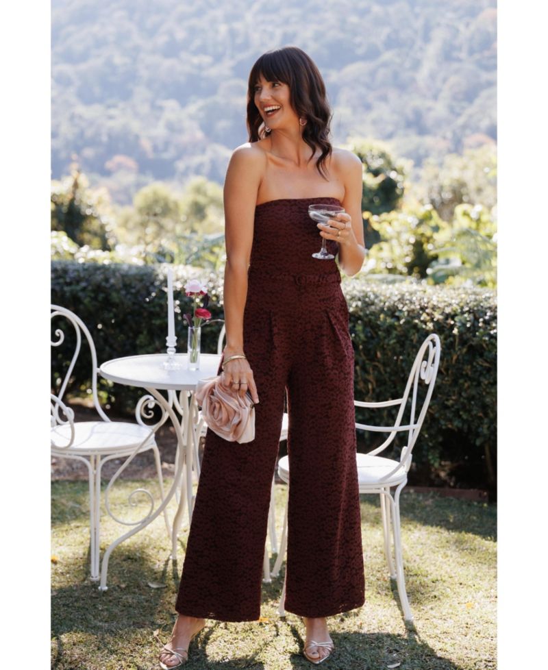 Women's Harlie Strapless Lace Wide-Leg Jumpsuit