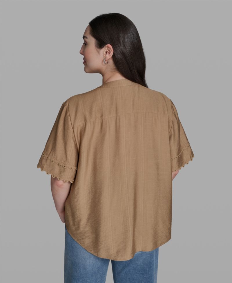 Plus Size Rayon-Blend V-Neck Top