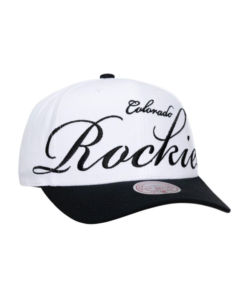 Men's and Women's White/Black Colorado Rockies XL Script Pro Crown Adjustable Hat