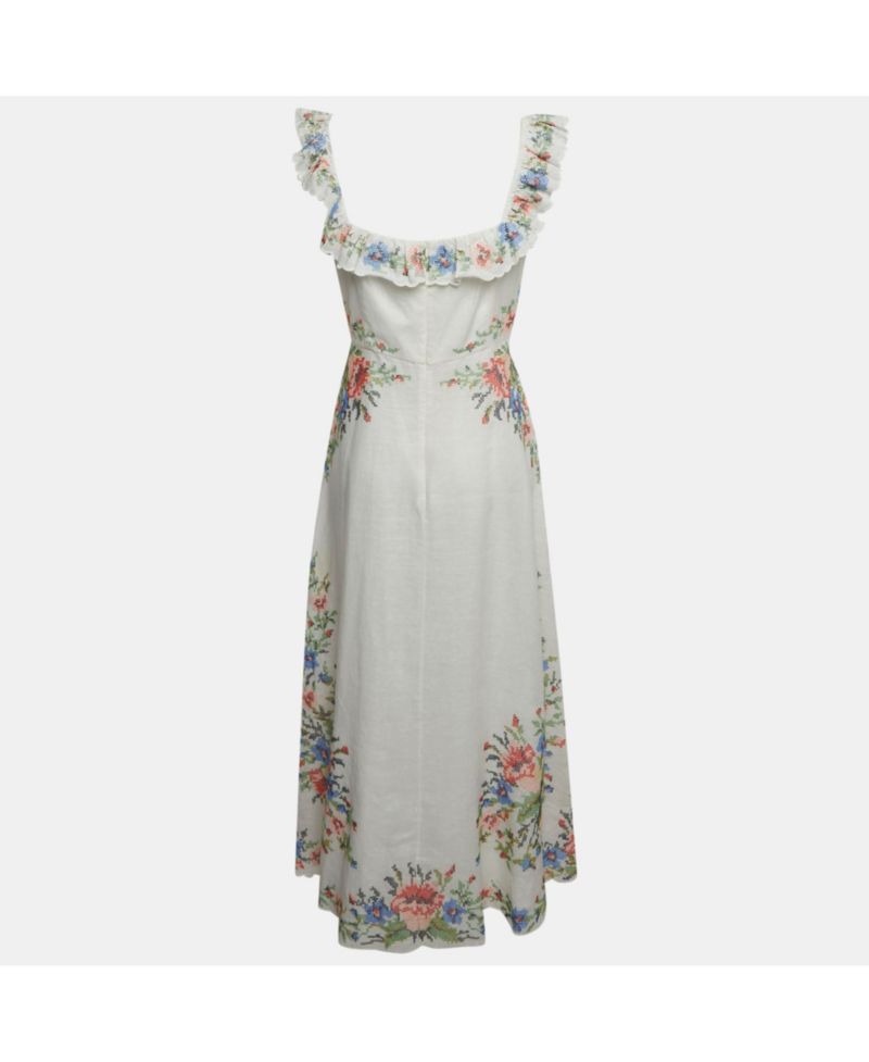 Women's Linen Cross Stitch Off Shoulder Dress