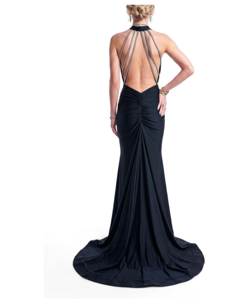 Women's Rhinestone Open-Back Mermaid Evening Gown