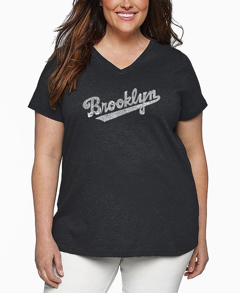 Plus Size Brooklyn Neighborhoods Word Art V-Neck T-Shirt