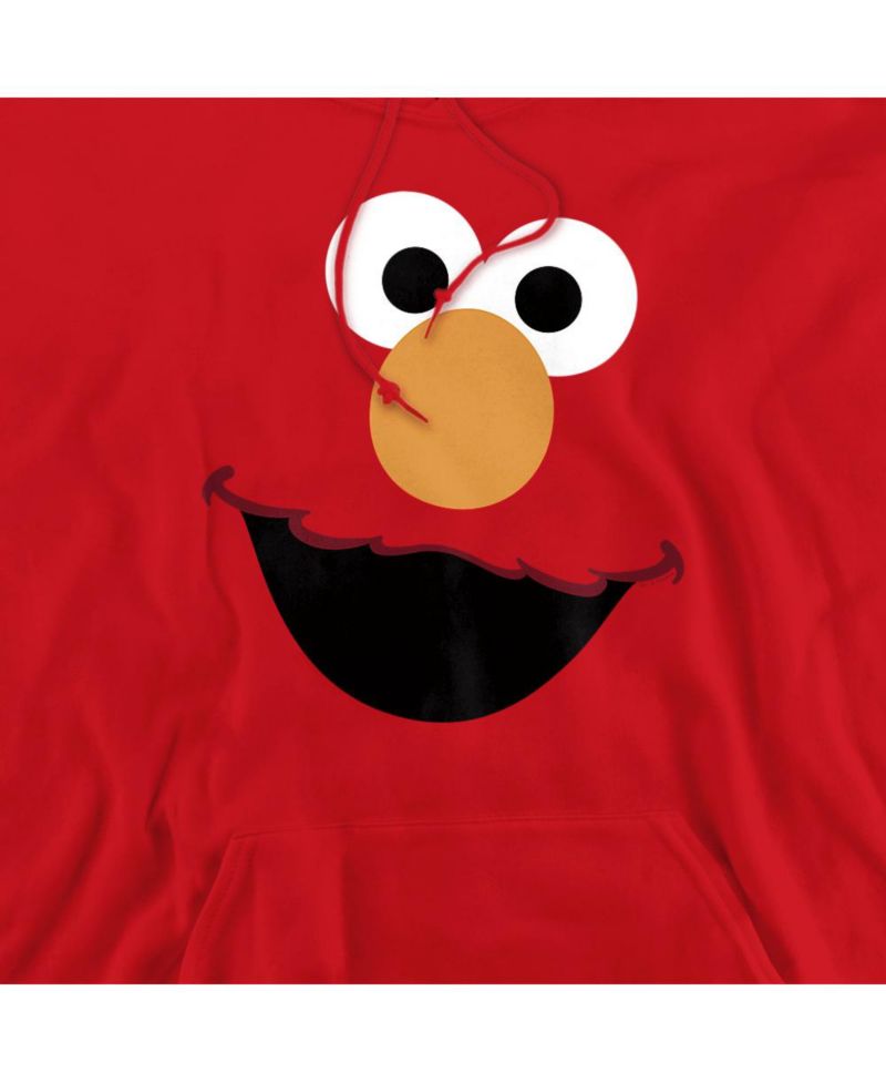 Men's Elmo Face Graphic Pullover Long-Sleeve Cotton-Polyester Blend Hoodie