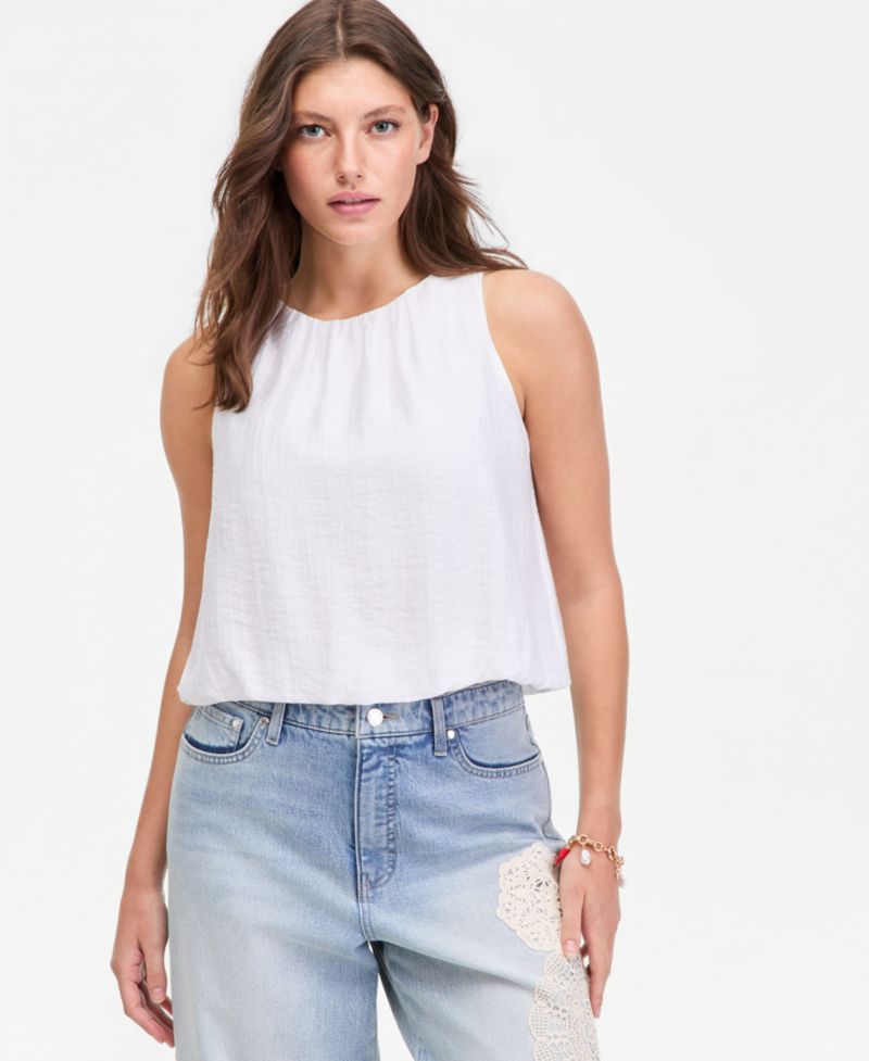 Women's Gauze Cropped Bubble Tank Top