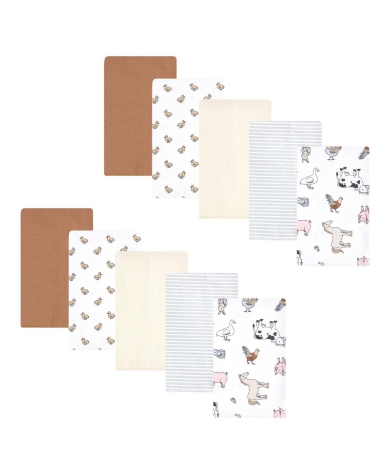 Unisex Absorbent Flannel Burp Cloths 10-Count Cotton/Poly Blend