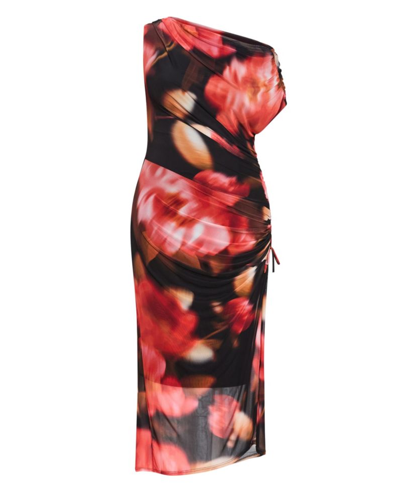 Women's Vivid Mesh Swirl Print Maxi Dress