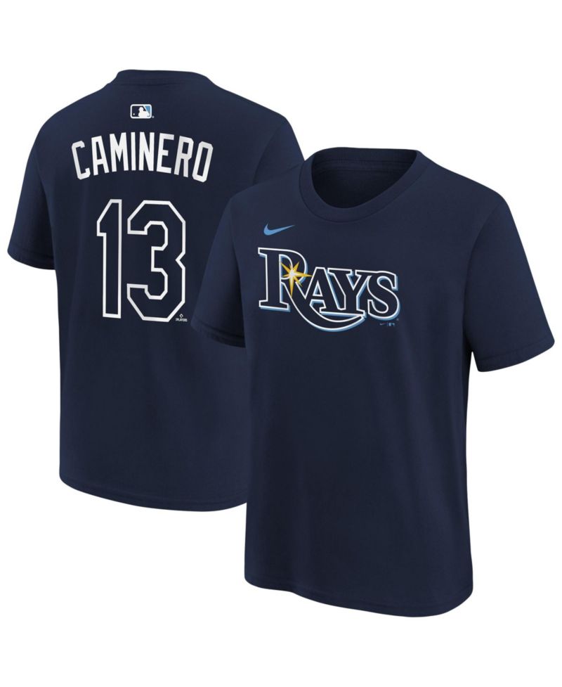 Big Boys and Girls Junior Caminero Navy Tampa Bay Rays Name & Number T-Shirt