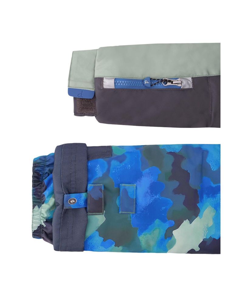 Little and Big Boy 6-14 Two Piece Play Snowsuit Colorblock with Camouflage Pants