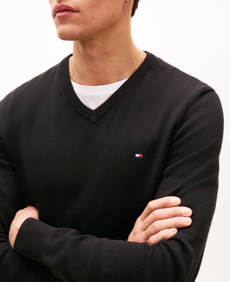 Men's Essential Cotton V-Neck Sweater
