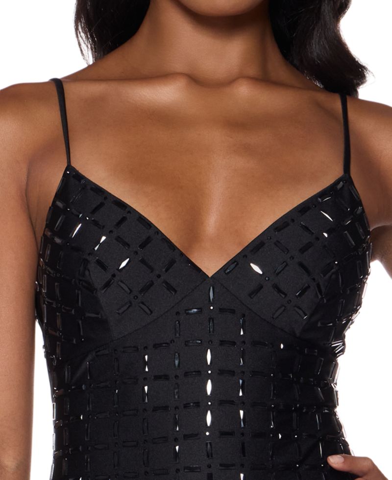 Juniors’ Spaghetti-Strap Mini Dress with Stones