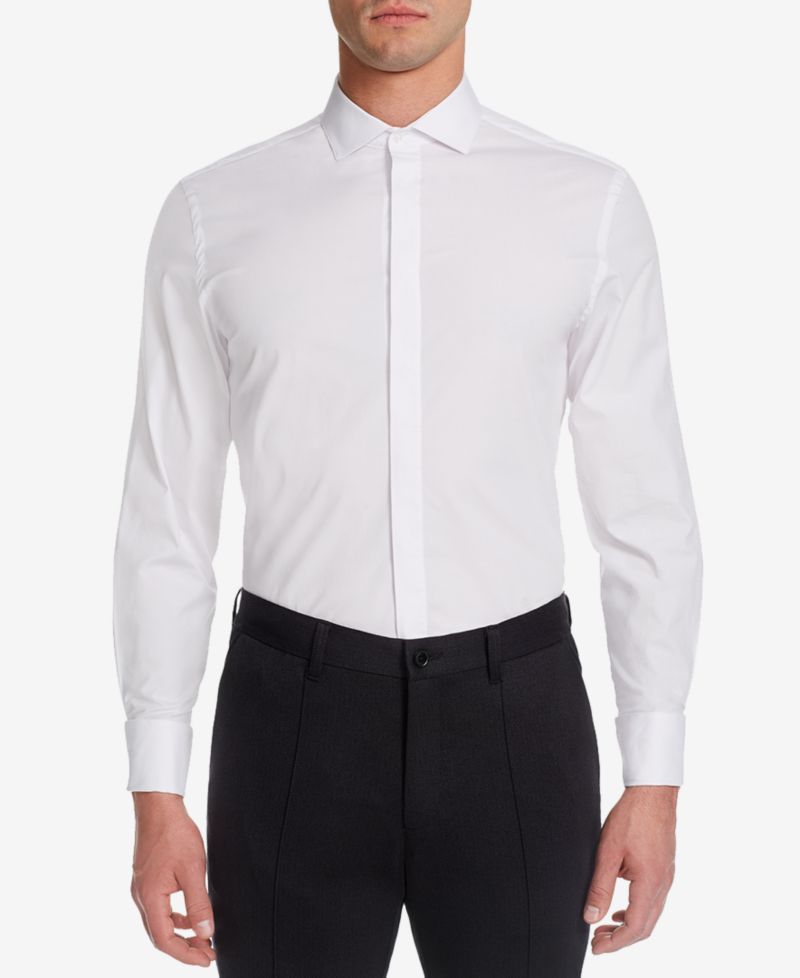 Men's Classic/Regular Fit Stretch Solid French Cuff Tuxedo Shirt