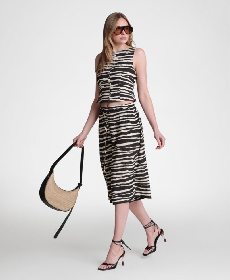 Women's Elastic Waistband Wide Culottes
