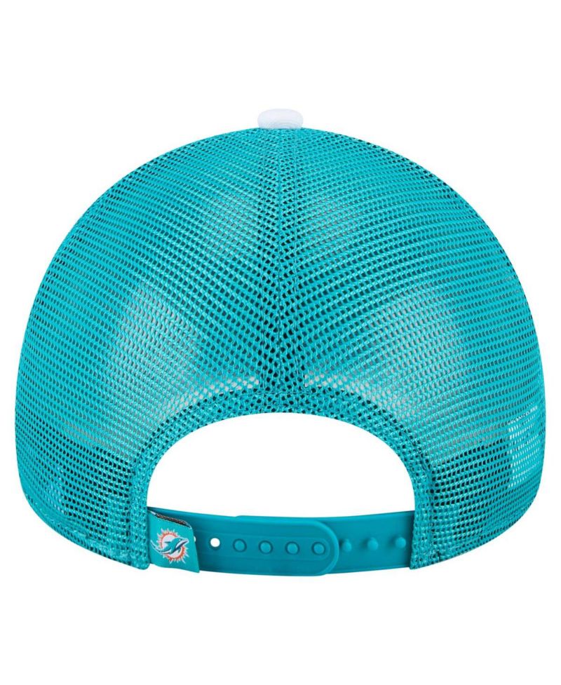 Men's White/Aqua Miami Dolphins Color-Block 9FORTY A-Frame Trucker Adjustable Hat