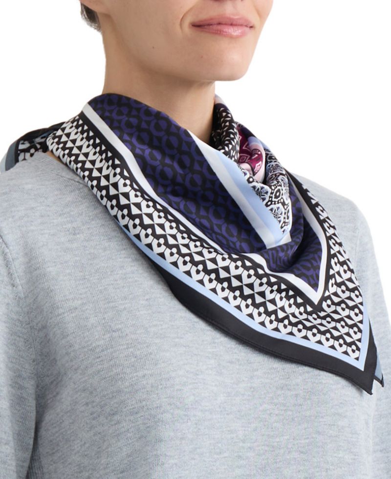 Petite Short-Sleeve Crewneck Knit Top with Scarf