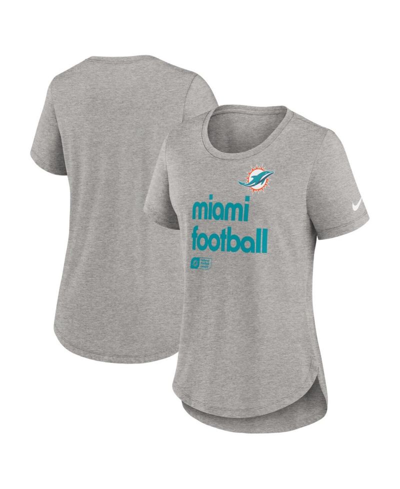 Women's Heather Gray Miami Dolphins Team Shout-Out Tri-Blend T-Shirt