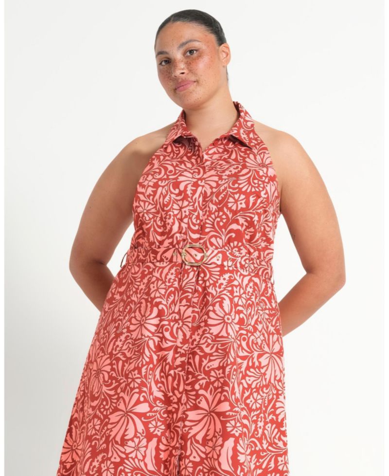 Women's Bellavie Floral Button-Front Belted Mini Dress