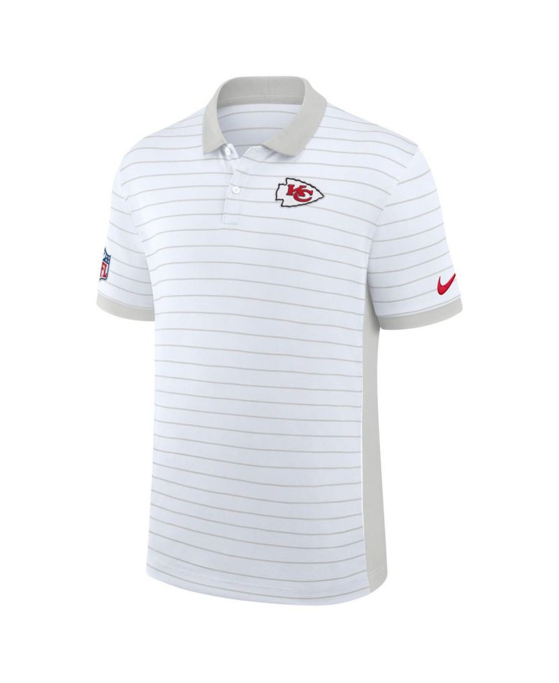 Men's White Kansas City Chiefs Sideline Victory Stripe Performance Polo Shirt