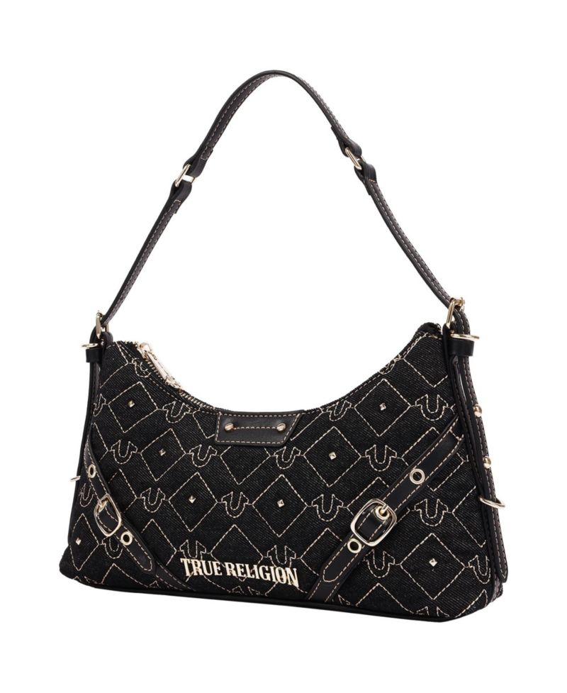Women's Studded Denim Chain Shoulder Bag