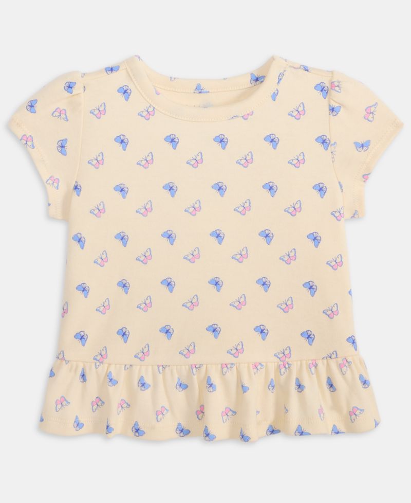 Baby Girls' 3M-24M Mix and Match Butterfly-Print Peplum T-Shirt