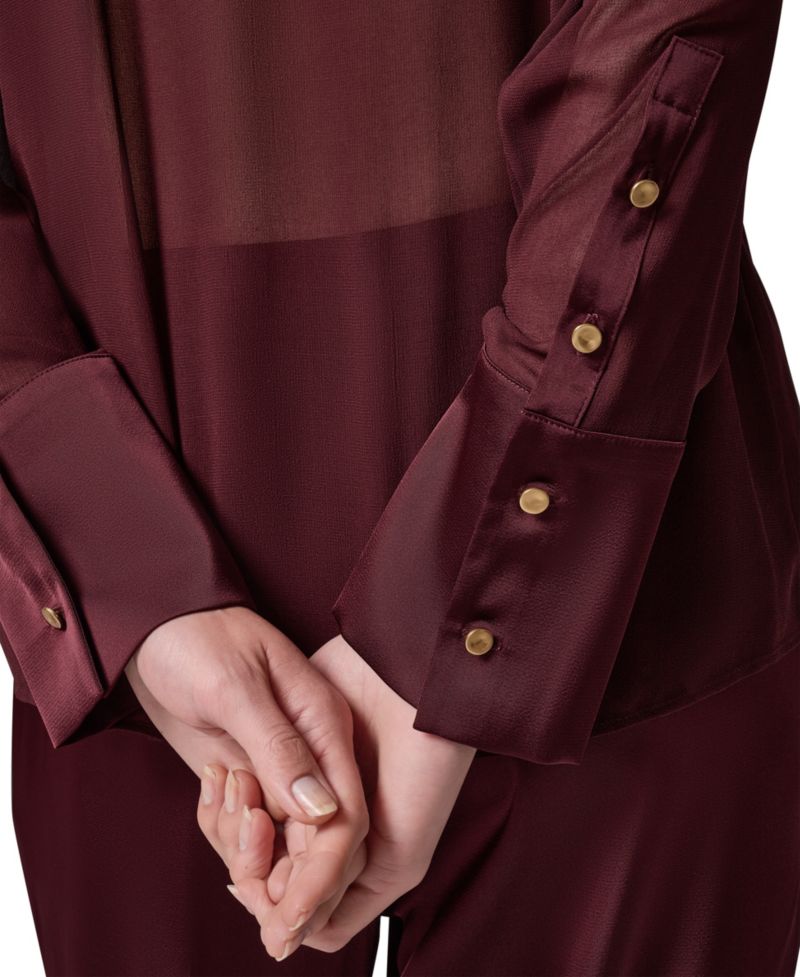 Women's Long-Sleeve Sheer Blouse