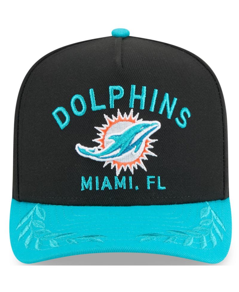 Men's Black/Aqua Miami Dolphins 2025 NFL Draft A-Frame 9FIFTY Snapback Hat