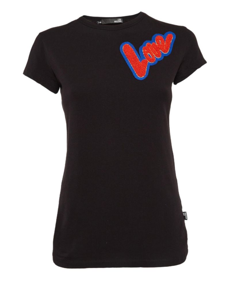 Women's Cotton Knit Love Patch Detail T-Shirt