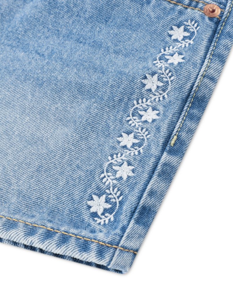 Girls' 7-16 Embroidered Mini Mom Shorts