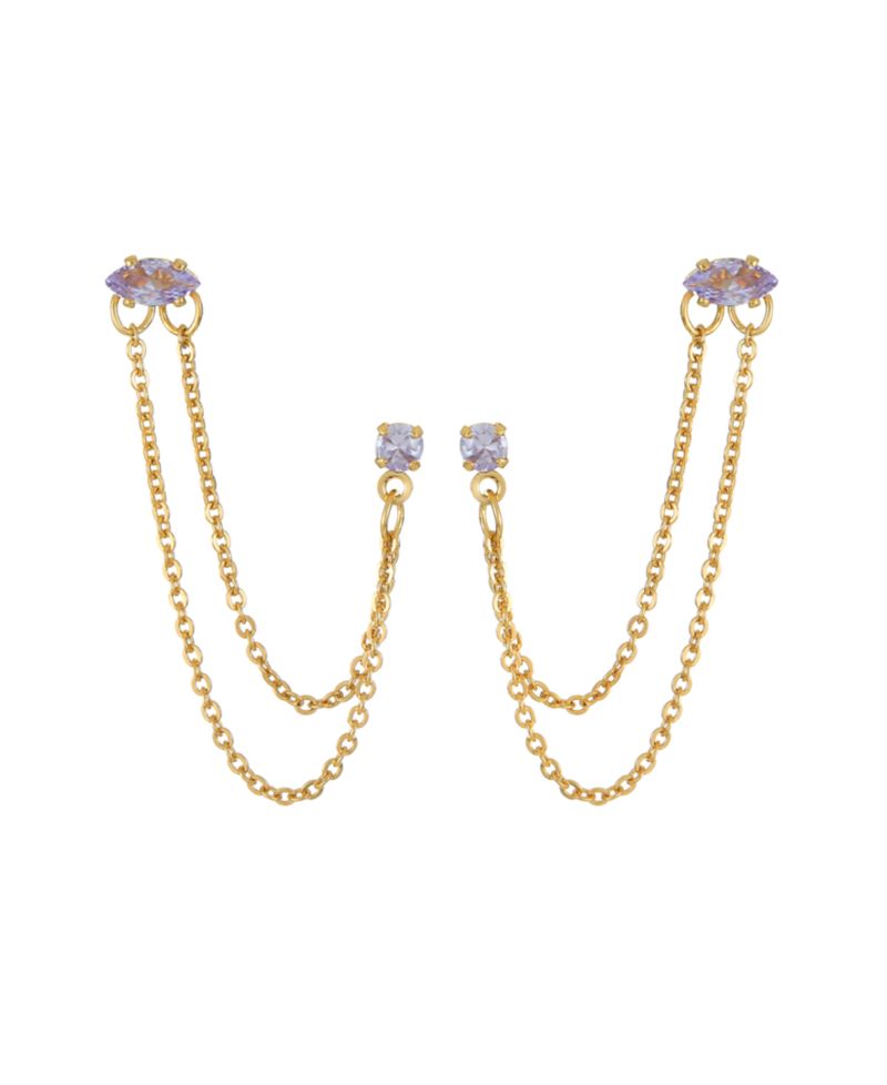 18K Gold Plated Brass Double Pierced Earrings
