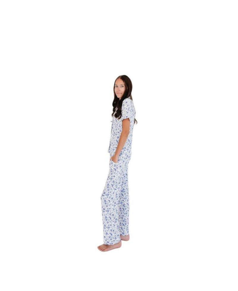 Women's Porcelain Vine Viscose from Bamboo-Blend Floral Short-Sleeve Pajama Set