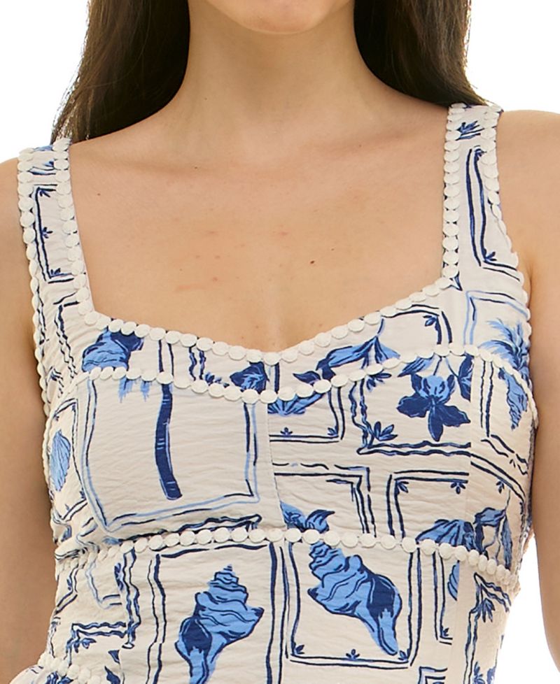 Juniors' V-Neck Printed Midi Dress