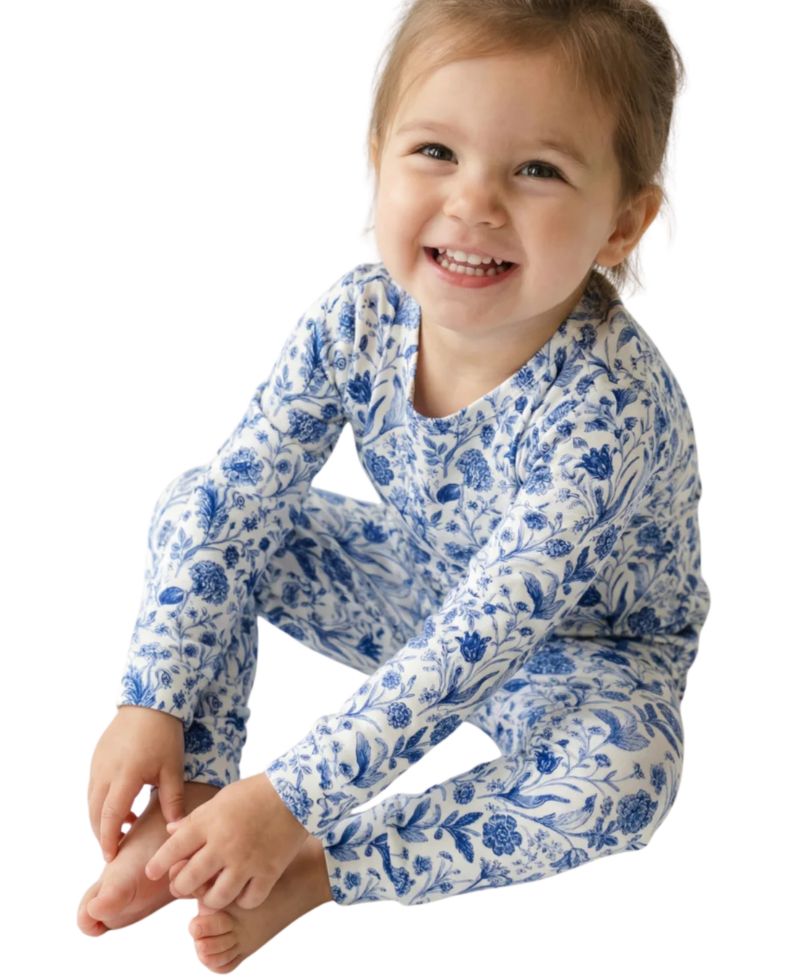 Baby Girls Porcelain Vine Pajama Set