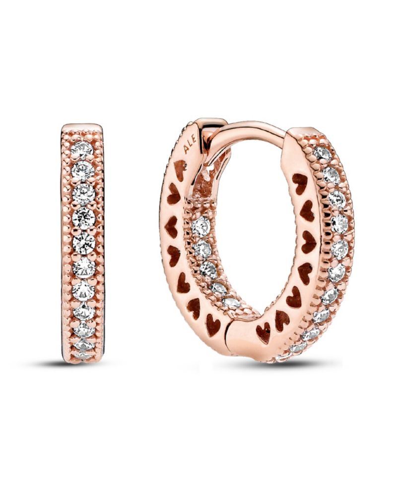 Pave Heart Hoop Earrings