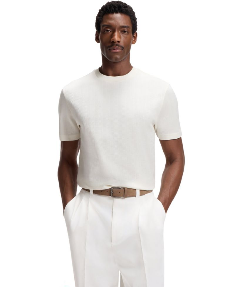 Men's Cotton Regular-Fit Jacquard Structure T-Shirt