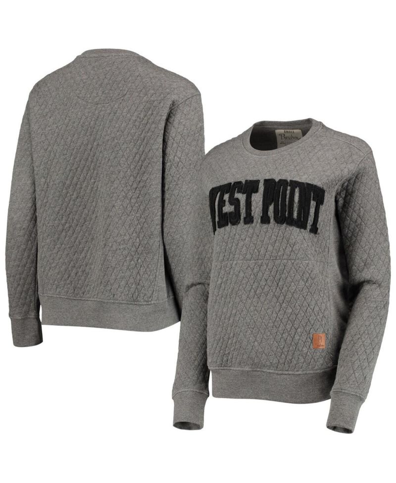 Women's Heather Charcoal Army Black Knights Moose Quilted Pullover Sweatshirt