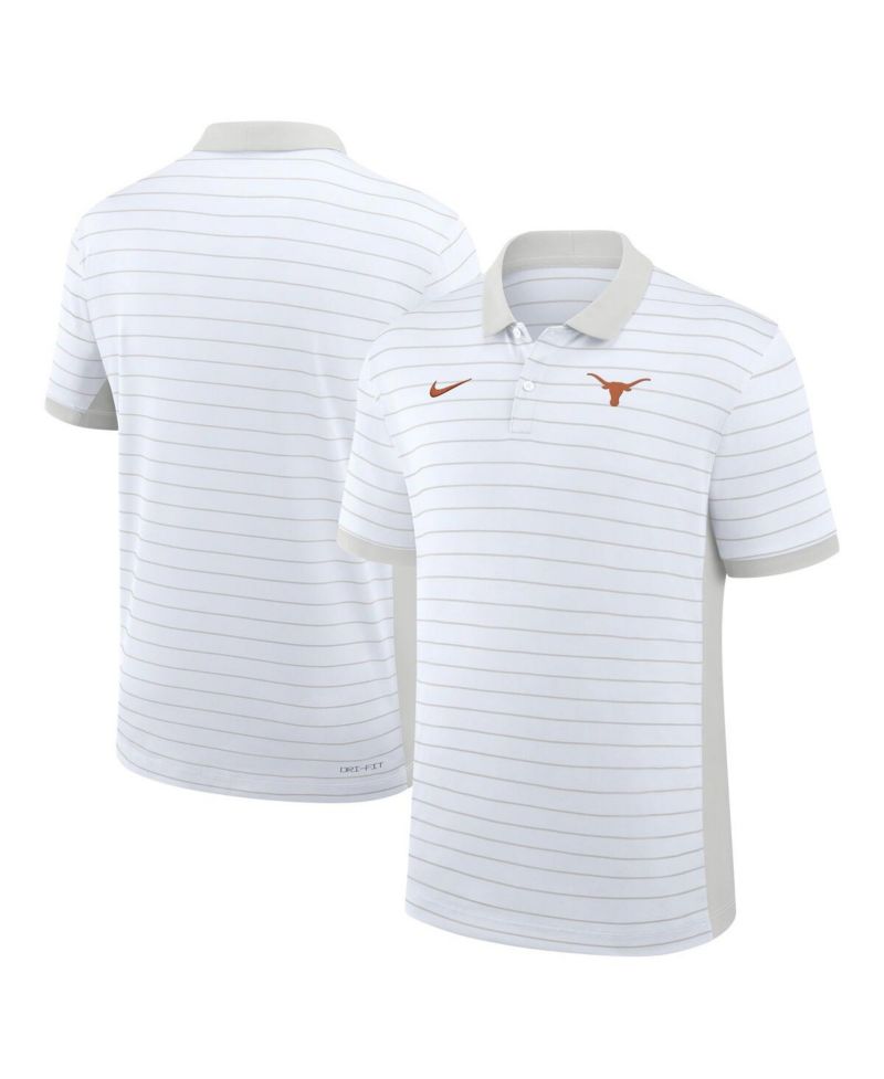 Men's White Texas Longhorns 2025 Early Season Coaches Sideline Victory Stripe Performance Polo Shirt