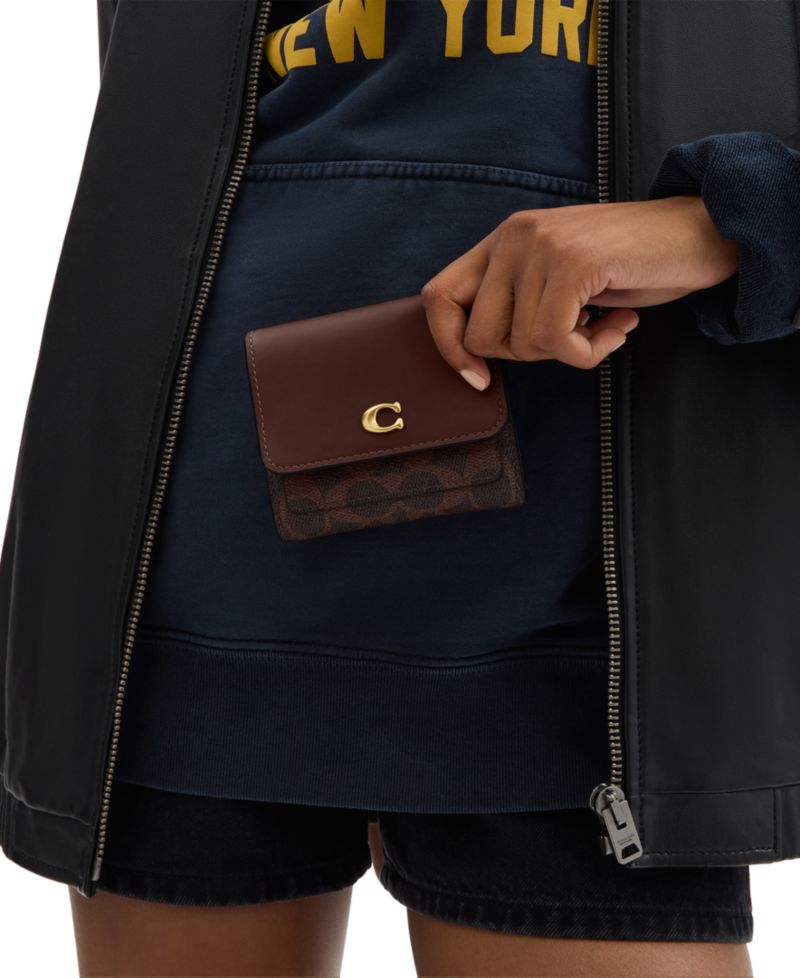 Mila Small Signature Canvas Flap Wallet