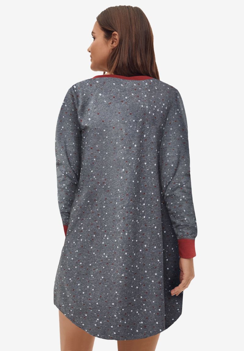Women's Long Sleeve Henley Sleepshirt