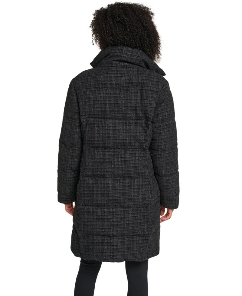 Women's Tweed Sparkle Puffer Long Coat