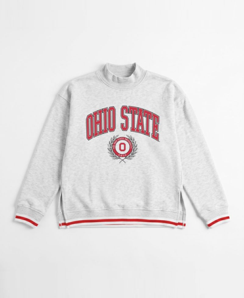 Women's Gray Ohio State Buckeyes Rally Point Contrast Stripe Mock Neck Sweatshirt