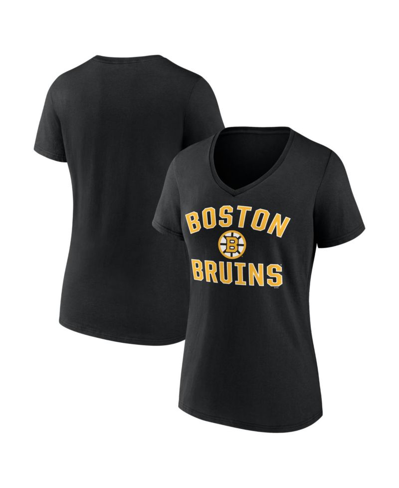 Women's Black Boston Bruins Arch Victory V-Neck T-Shirt