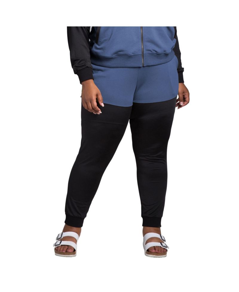 Women's Plus Size Curvy Fit Contrast Blocked Jogger