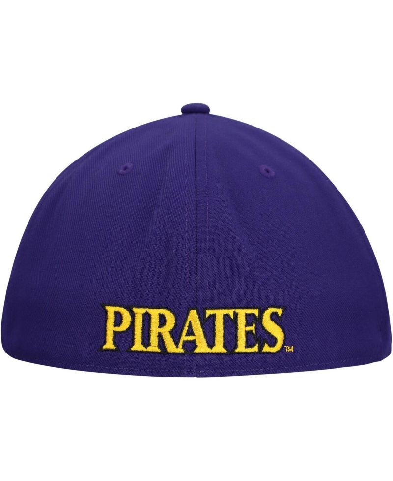 Men's White/Purple ECU Pirates On Field Fitted Hat