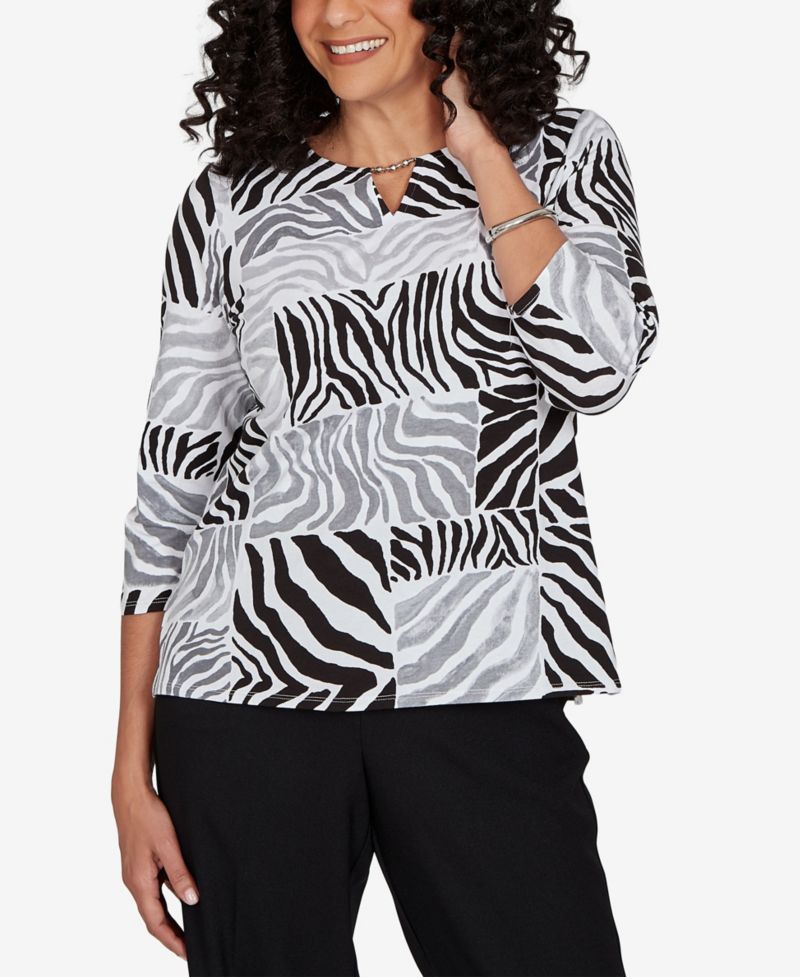 Petite Zebra Blocks Knit Top