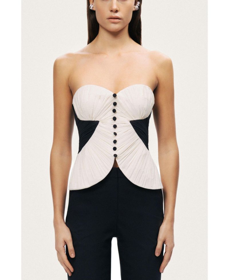 Women's Structured Strapless Contrast Bustier Top