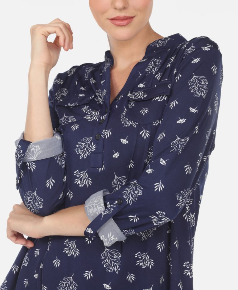 Plus Size Pleated Long Sleeve Top