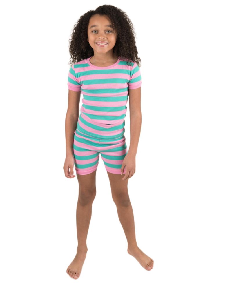 Kids Matching Family Two Piece Cotton Short Sleeve Shirt and Shorts Striped Pajamas 6-10