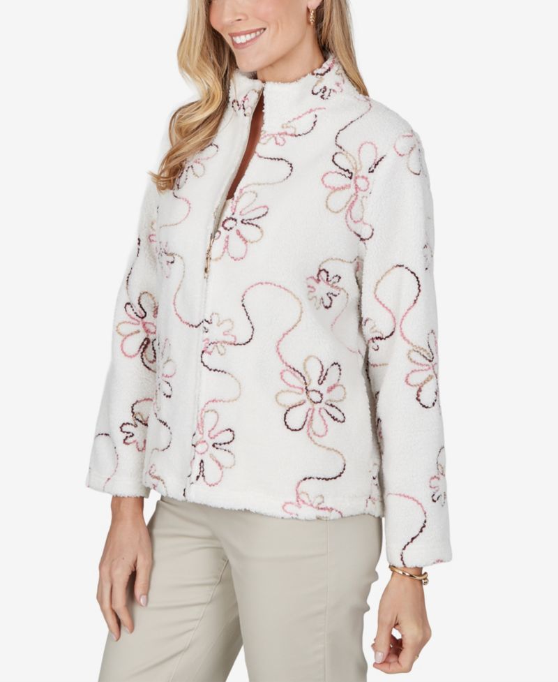 Petite Floral Fleece Jacket with Pockets