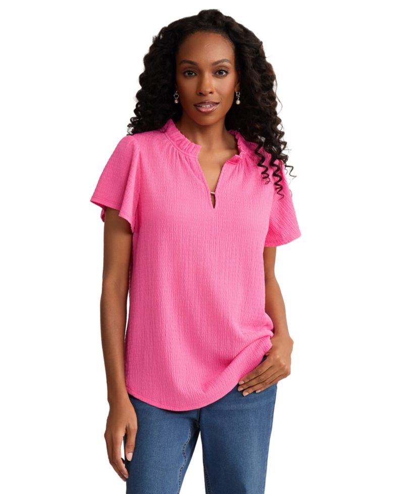 Women's Flutter-Sleeve V-Neck Top