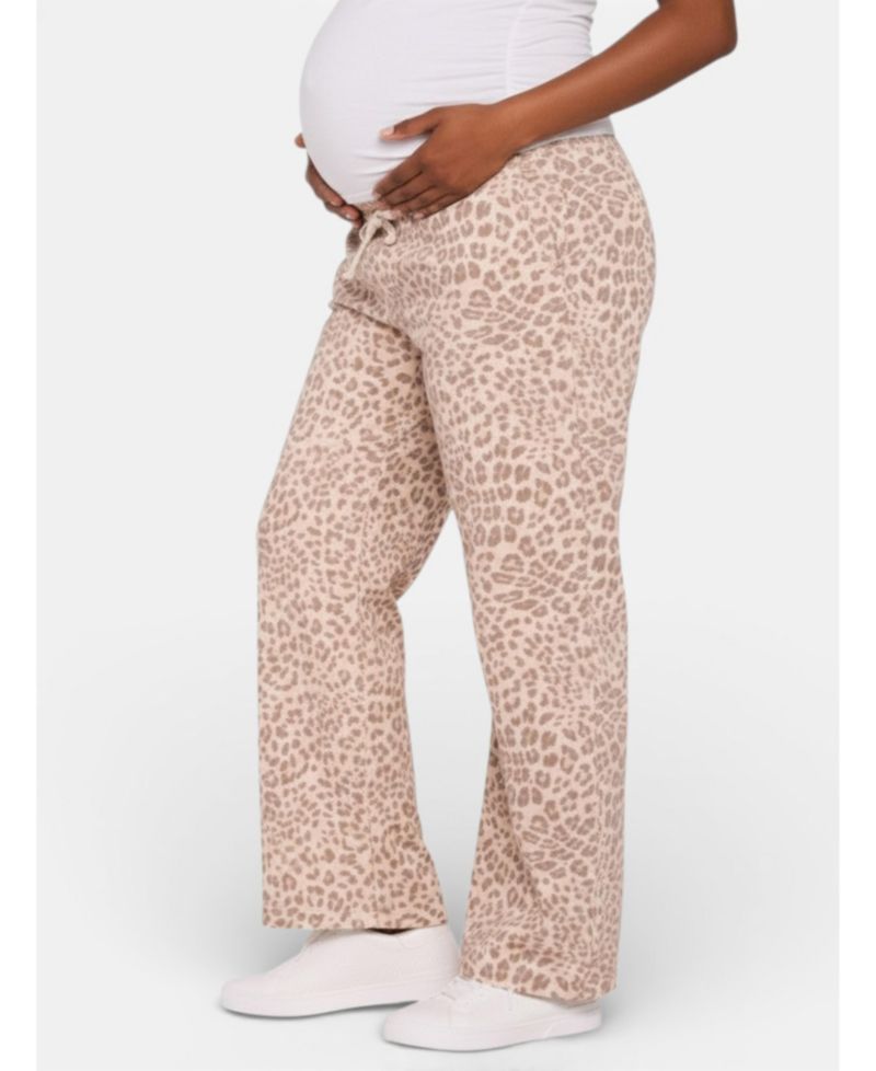 Women's Motherhood Under the Belly Tie Waist Denim Wide Leg Pant