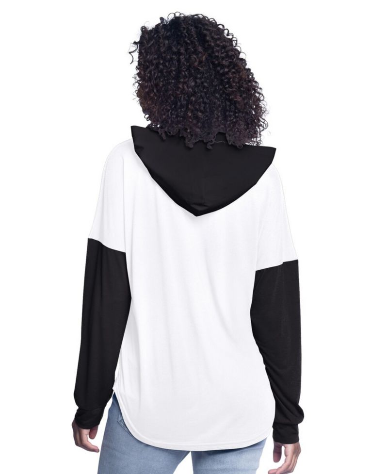 Women's White/Black Tyler Reddick Bench Player Oversized Long Sleeve V-Neck Hoodie
